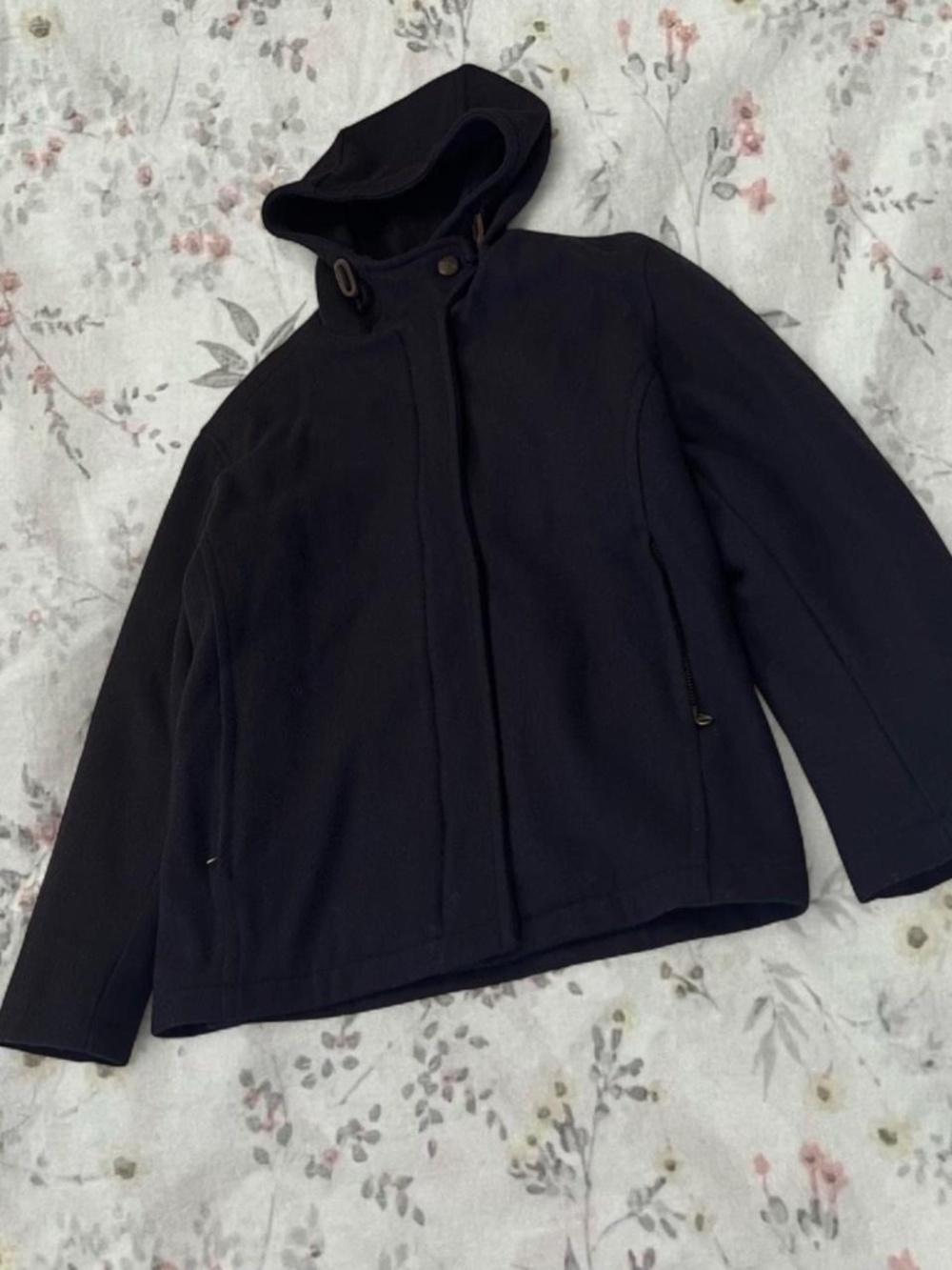 Vintage 90s Abercrombie & Fitch Wool Jacket Made in Italy Hooded Black Mens S